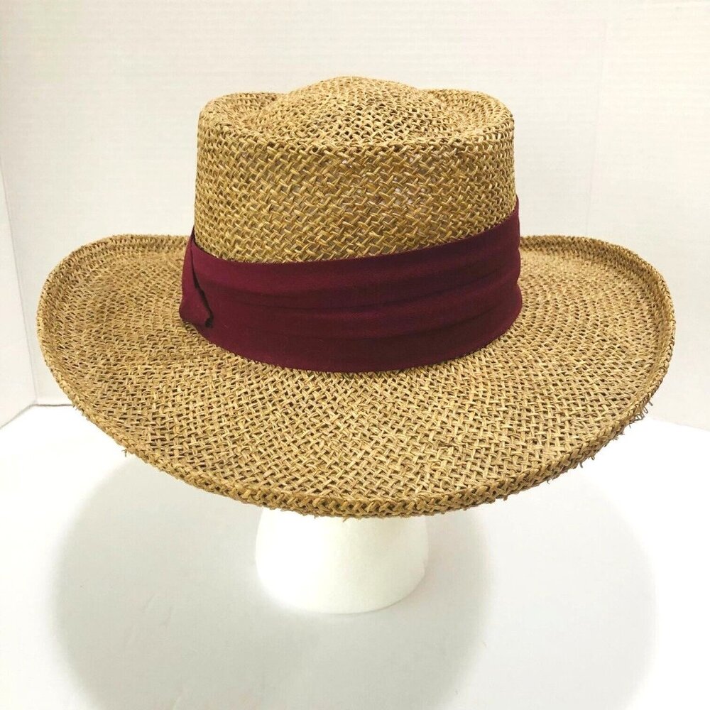 VTG Firethorn GRAND GENEVA Wide Brim Straw Hat L/XL Made In The USA Unisex - Picture 5 of 7